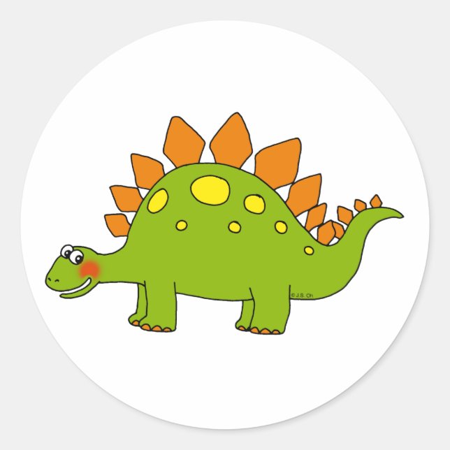 Pegatina Redonda Dinosaurio cutáneo - estegosaurio (Anverso)