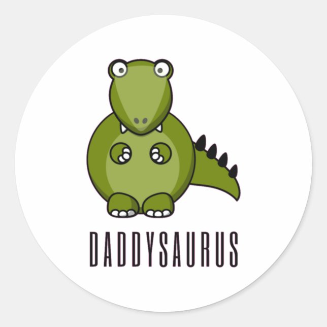 Pegatina Redonda Dinosaurio Daddysaurus Papi Padres Día Regalo Fami (Anverso)