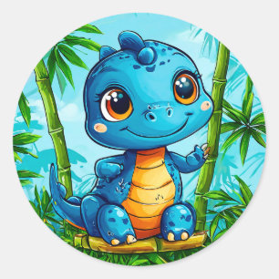 Pegatina Redonda Dinosaurio de dibujos animados Regalo para niños d