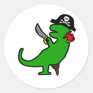 Pegatina Redonda Dinosaurio del pirata