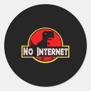 Pegatina Redonda Dinosaurio Divertido Tonto Sin Internet Ciencias d