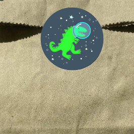 Pegatina Redonda Dinosaurio espacial Personalizado lindo