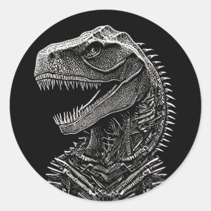 Pegatina Redonda Dinosaurio gótico T-Rex