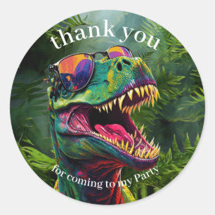 Pegatina Redonda Dinosaurio Gracias a los niños Jungla
