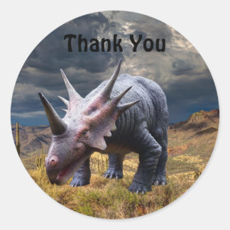 Pegatina Redonda Dinosaurio Gracias Fiesta Jurassic Park Classic