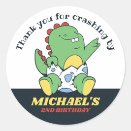 Pegatina Redonda Dinosaurio infantil y Fiesta de cumpleaños de niño