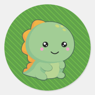 Pegatina Redonda Dinosaurio Kawaii