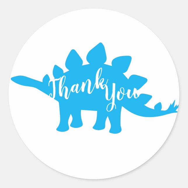 Pegatina Redonda Dinosaurio lindo Baby Shower Dino Blue and Green B (Anverso)