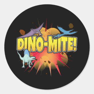 Pegatina Redonda Dinosaurio Lover Dinamita Dino-mite Pun