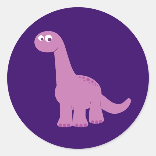 Pegatina Redonda Dinosaurio morado Brontosauro (Anverso)