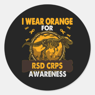 Pegatina Redonda Dinosaurio Que Uso Naranja Para La Conciencia De R