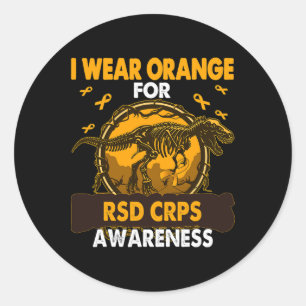 Pegatina Redonda Dinosaurio Que Uso Naranja Para La Conciencia De R
