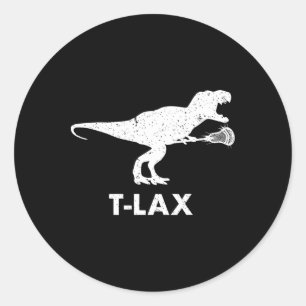 Pegatina Redonda Dinosaurio T-lax . Lacrosse, jugador de Guay Dino