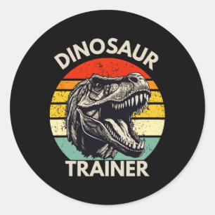 Pegatina Redonda Dinosaurio Trainer Retro Halloween Costume Para Ad