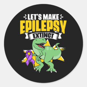 Pegatina Redonda Dinosaurio Trex Apoya Epilepsia Superviviente Epil