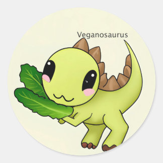 Pegatina Redonda Dinosaurio vegano