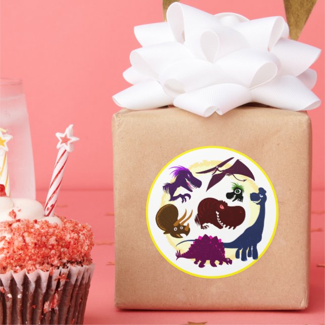 Pegatina Redonda Dinosaurios (Fiesta)