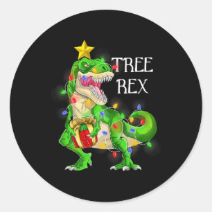 Pegatina Redonda Dinosaurios Árbol de Navidad Rex Pajamas Hombres N