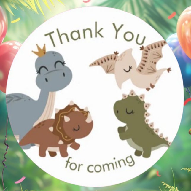 Pegatina Redonda Dinosaurios Boho de cumpleaños, gracias (These adorable, customized dino stickers can be personalized just for your little one.)