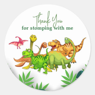 Pegatina Redonda Dinosaurios de jungla silvestre Aventura Niños Cum