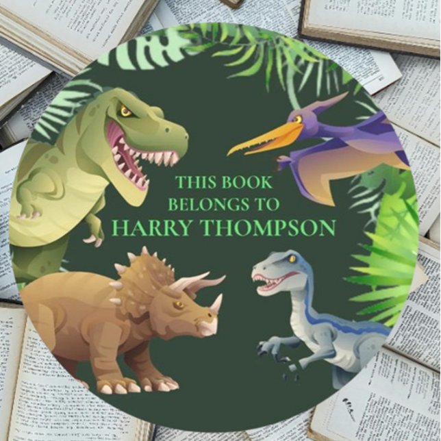 Pegatina Redonda Dinosaurios Niños LIBRO jungla (perfect for decorating and sparking imagination. Shop now!)
