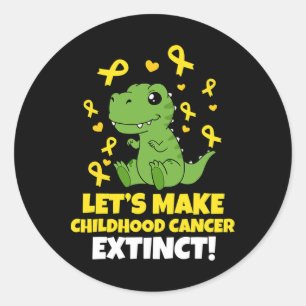 Pegatina Redonda Dinosaurs Gold Ribbon Let's Make Childhood Cancer