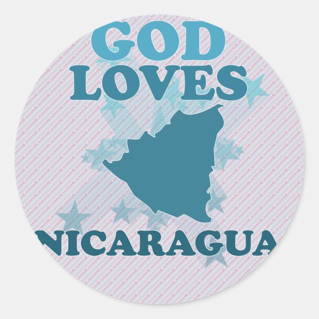 Pegatina Redonda Dios ama a Nicaragua (Anverso)