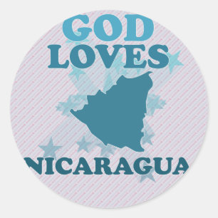 Pegatina Redonda Dios ama Nicaragua