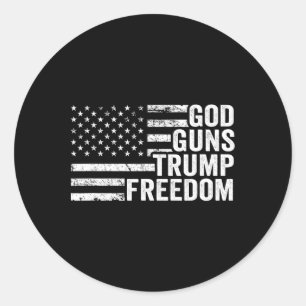 Pegatina Redonda Dios Armas Trump Libertad - Cristiano Divertido Pr