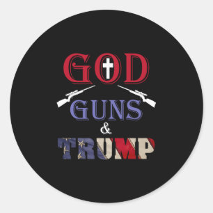Pegatina Redonda Dios Armas Y Trump Trump Republicano 