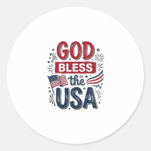Pegatina Redonda Dios bendiga a Estados Unidos Camiseta vintage pat