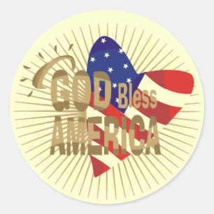 Pegatina Redonda Dios bendiga a Estados Unidos camisetas y regalos