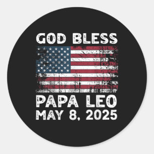 Pegatina Redonda Dios bendiga a Papa Leo al nuevo Papa León America