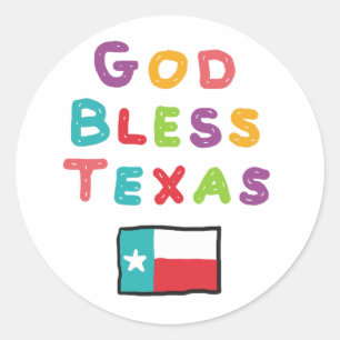 Pegatina Redonda Dios bendiga a Texas