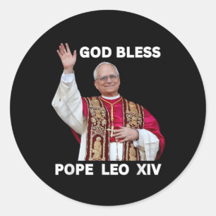 Pegatina Redonda Dios bendiga al nuevo Papa León Xiv Iglesia Católi