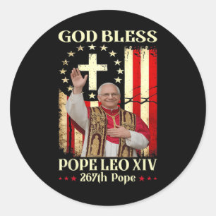 Pegatina Redonda Dios bendiga al Papa Leo Xiv