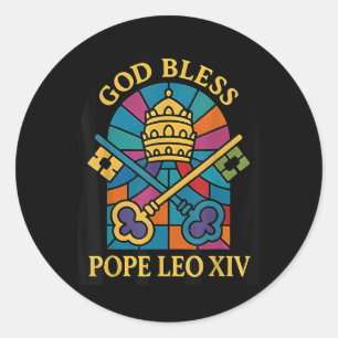 Pegatina Redonda Dios bendiga al Papa Leo Xiv Papal Memorabilia Vin