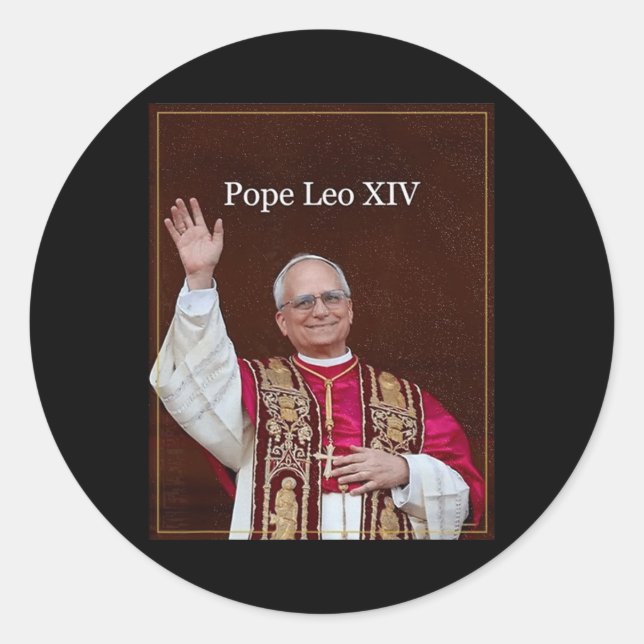 Pegatina Redonda Dios bendiga al Papa Leo Xiv Shirt (Anverso)
