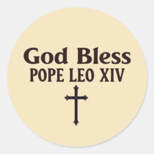 Pegatina Redonda Dios bendiga al Papa León XIV