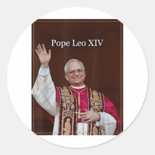 Pegatina Redonda Dios bendiga al Papa León Xiv 1