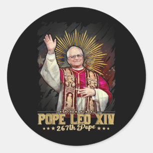 Pegatina Redonda Dios bendiga al Papa León Xiv Católico