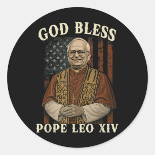 Pegatina Redonda Dios bendiga al Papa León Xiv Habemus Papam