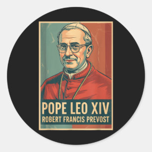 Pegatina Redonda Dios bendiga al Papa León Xiv Papa León Xiv
