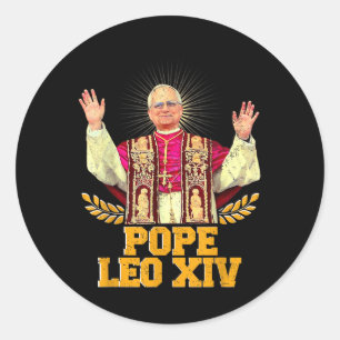Pegatina Redonda Dios bendiga al Papa León Xiv Papa León Xiv