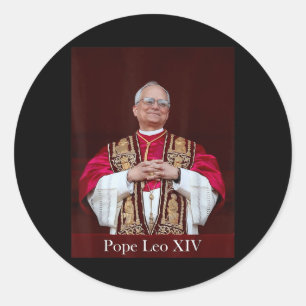 Pegatina Redonda Dios bendiga al Papa León Xiv Papa León Xiv