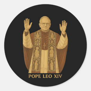 Pegatina Redonda Dios bendiga al Papa León Xiv Papa León Xiv