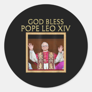 Pegatina Redonda Dios bendiga al Papa León Xiv Retrato Católico Rel
