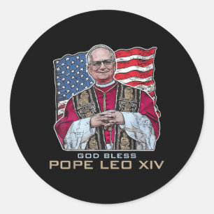Pegatina Redonda Dios bendiga al Papa León Xiv Robert Nuevo Papa Re