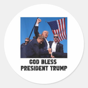 Pegatina Redonda Dios bendiga al presidente Trump, Donald Trump 202
