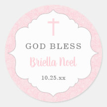 Dios bendiga el bautismo | bebé damáscara rosa